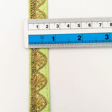 Pastel Green Art Silk Trim with Gold Embroidery and Sequins Indian Sari Border Trim By 3 Yards Decorative Trim Craft Lace